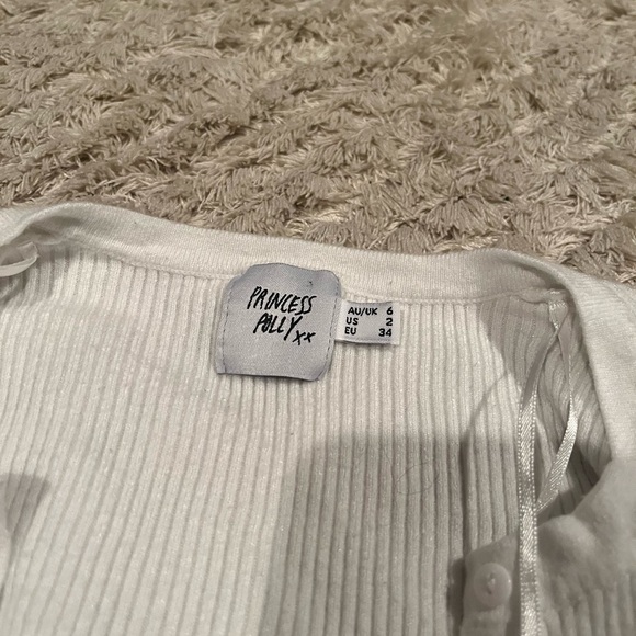 Princess Polly Off-Shoulder White Ribbed Top - Picture 4 of 5